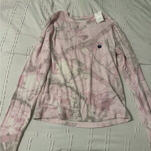 Hollister Pink and Gray Camouflage Long Sleeve Tee